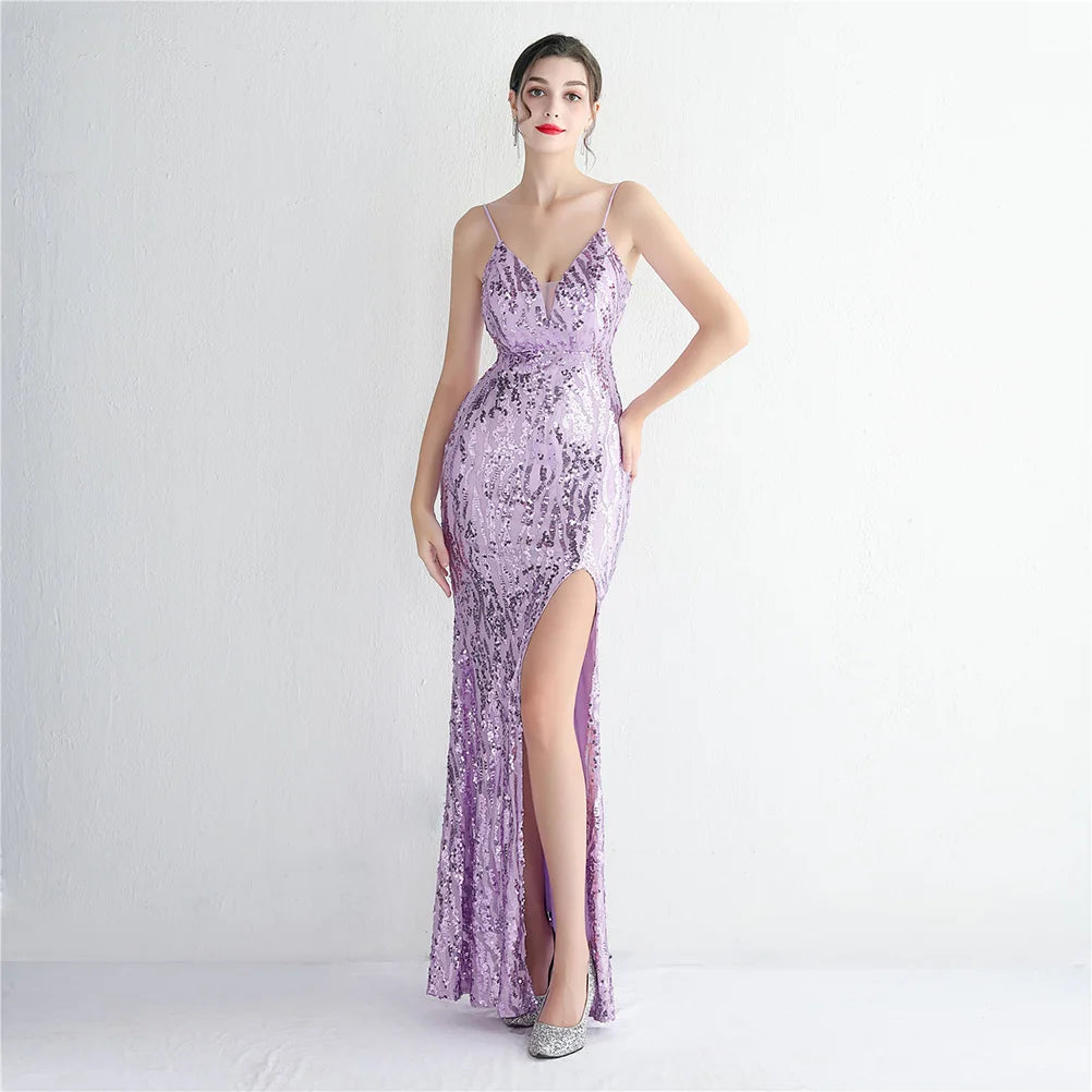 Lavender Elegance Sequin Mermaid Gown