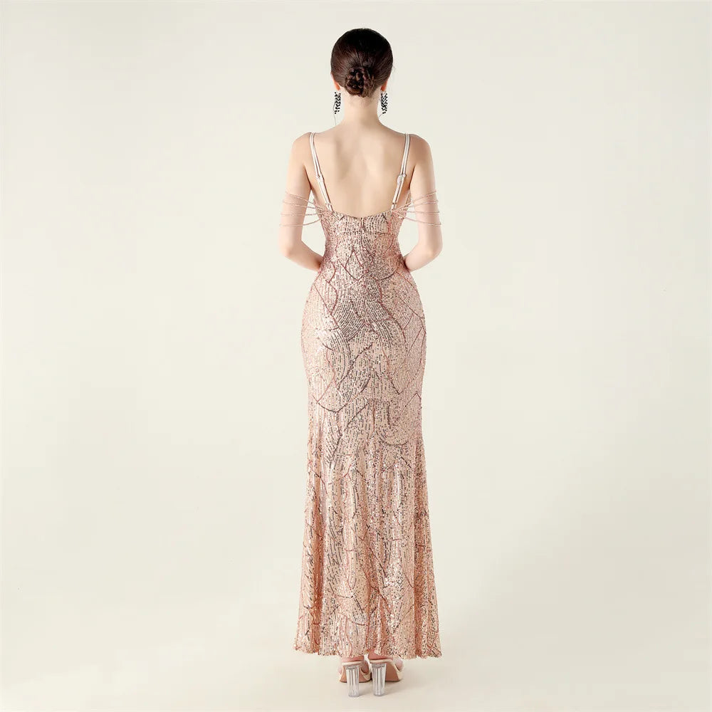 Serena Champagne Sequin Mermaid Gown