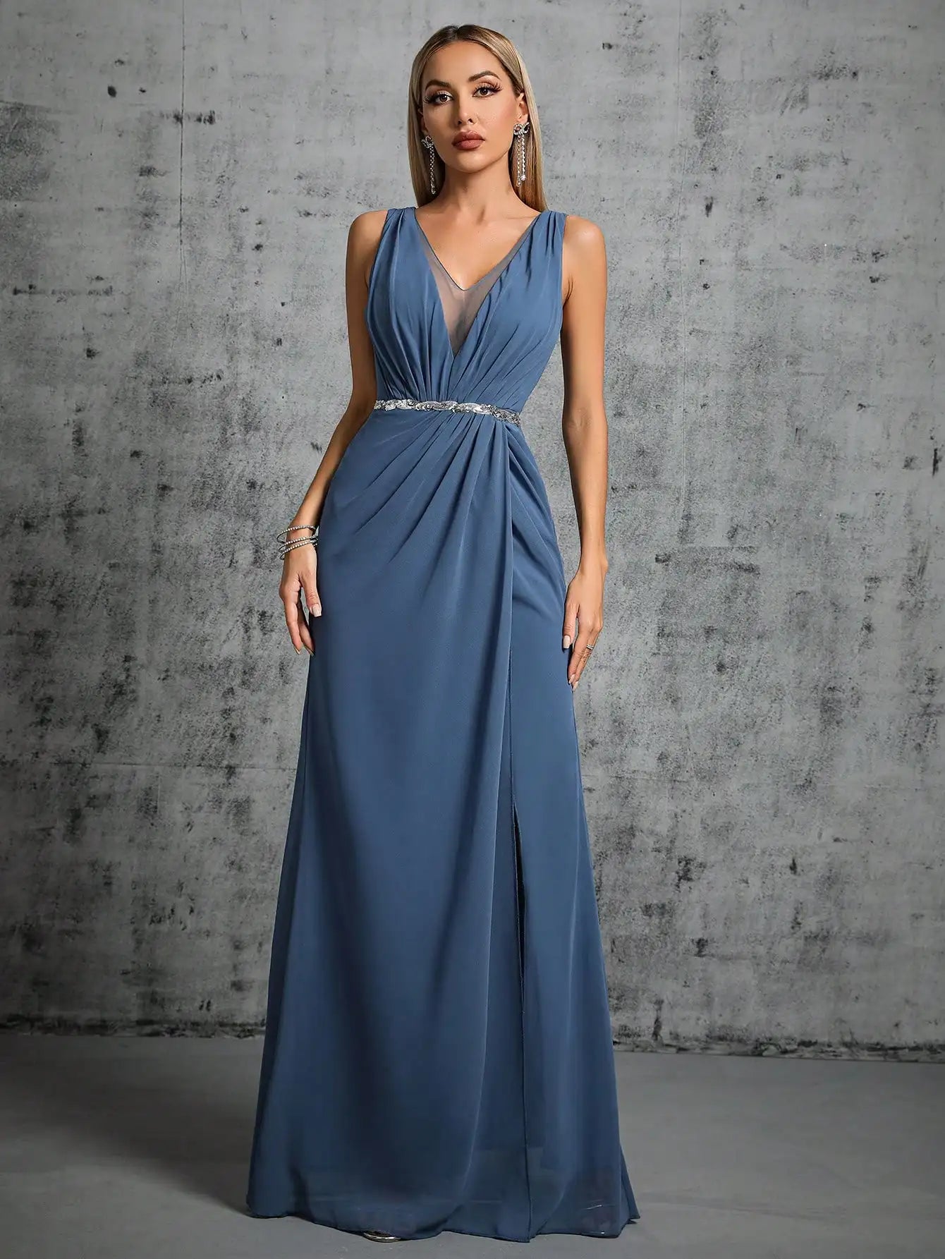Celeste Chiffon Evening Gown