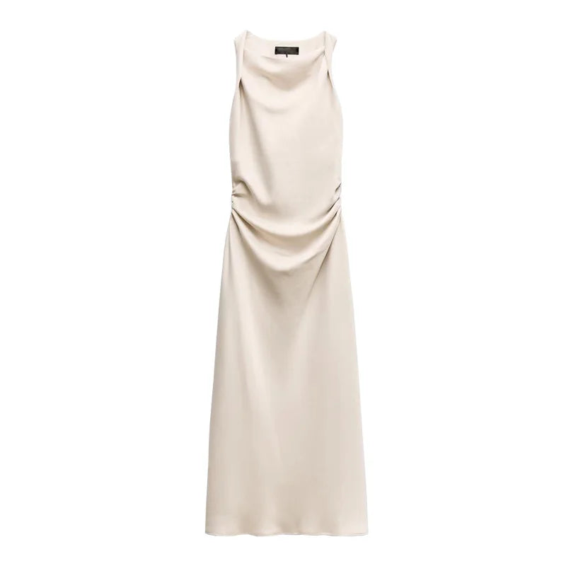 Isabella Satin Midi Dress