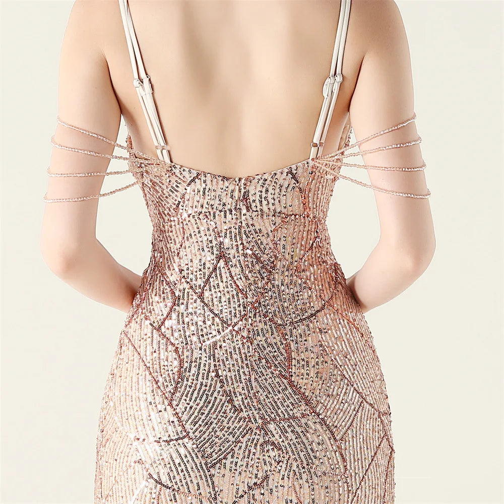 Serena Champagne Sequin Mermaid Gown