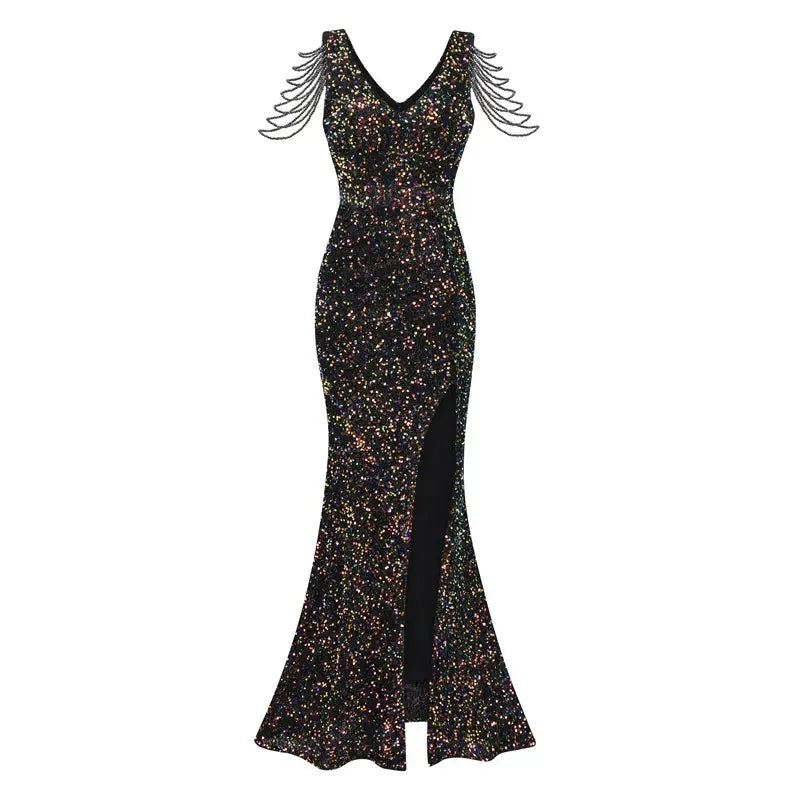 Sophia Silver Sequin Mermaid Gown
