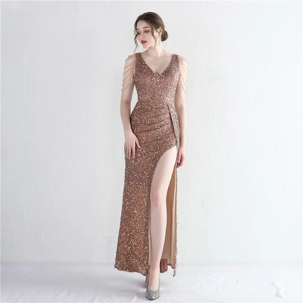 Sophia Silver Sequin Mermaid Gown
