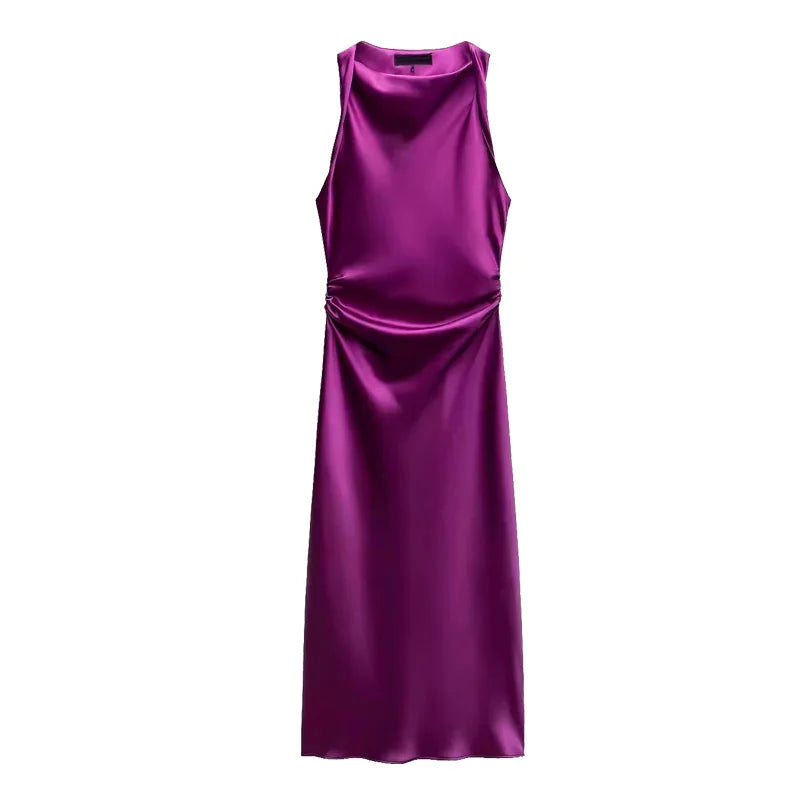 Isabella Satin Midi Dress