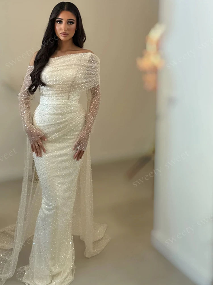 Celeste Beaded Mermaid Evening Gown