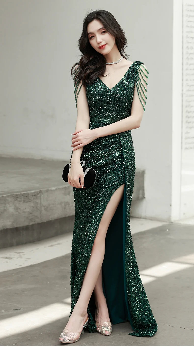 Sophia Silver Sequin Mermaid Gown