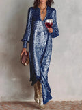 Aurora Sequin Deep V Evening Gown