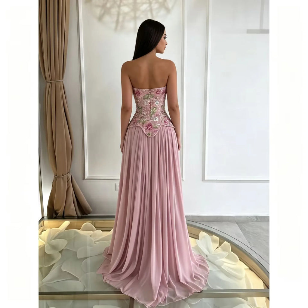 Rosalie Blush Chiffon Evening Gown