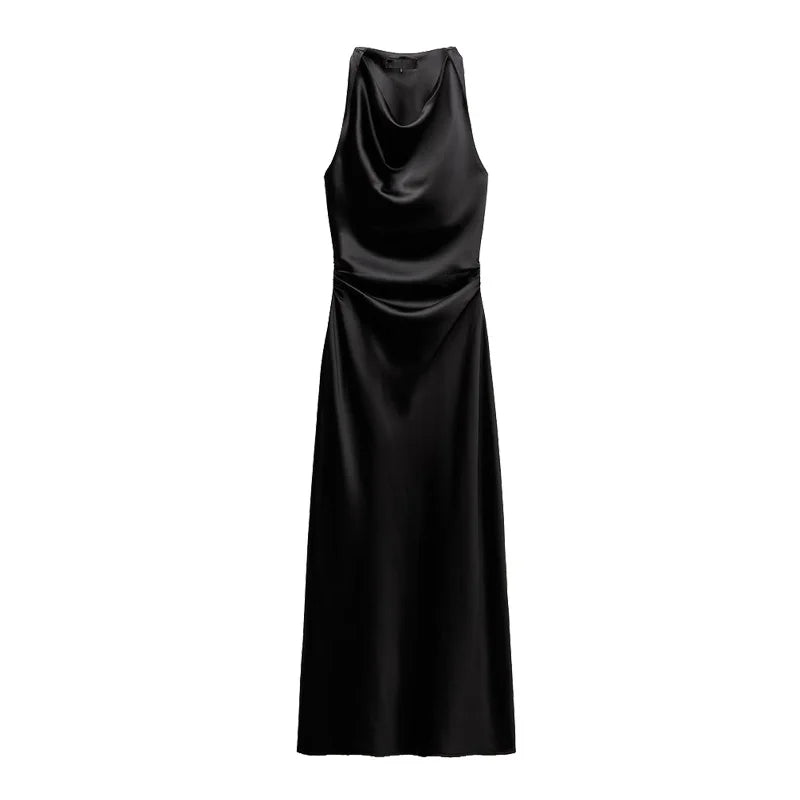 Isabella Satin Midi Dress