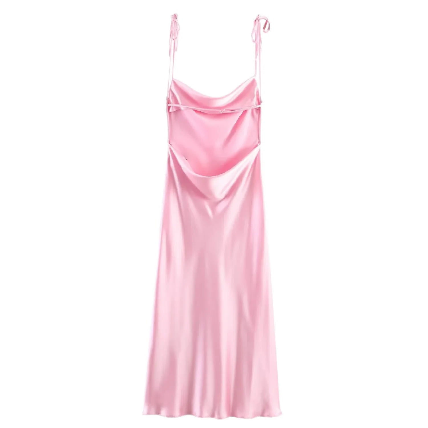 Amelia Blush Satin Midi Dress