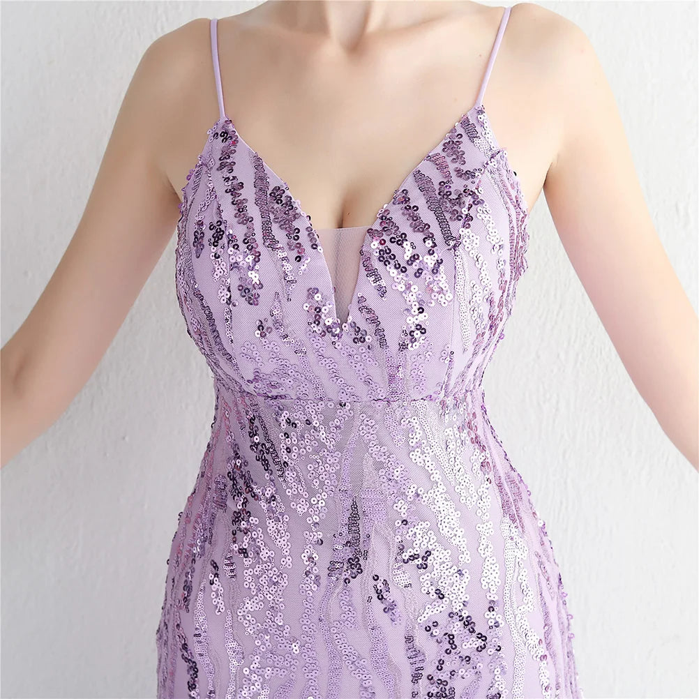 Lavender Elegance Sequin Mermaid Gown