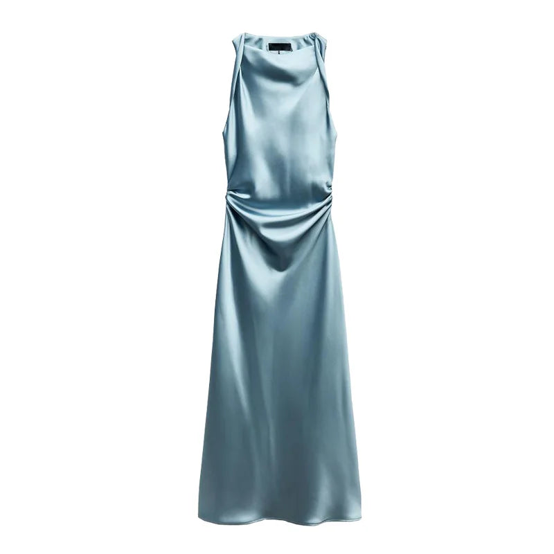 Isabella Satin Midi Dress