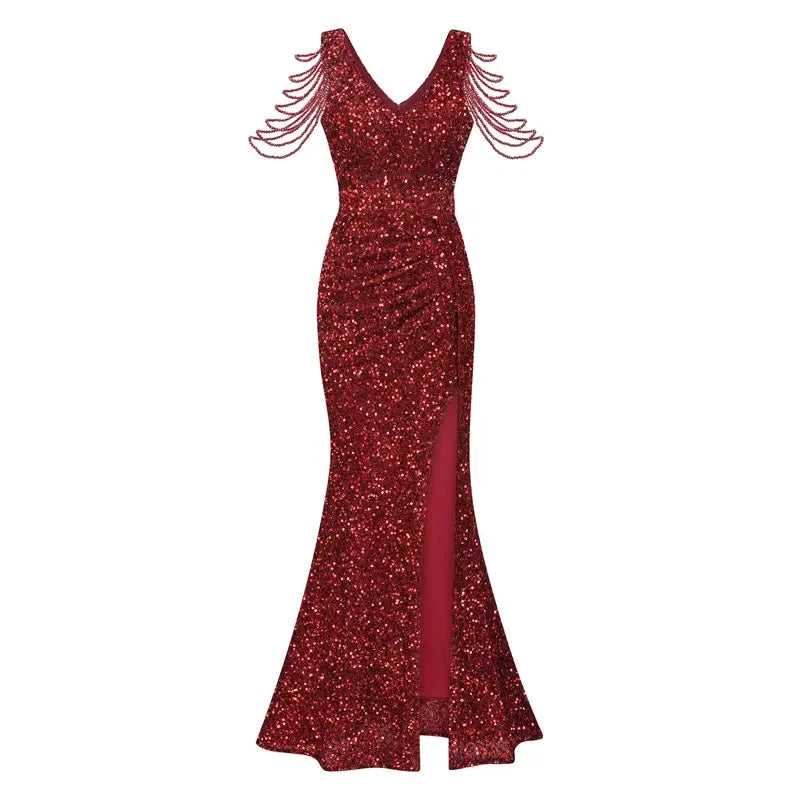 Sophia Silver Sequin Mermaid Gown