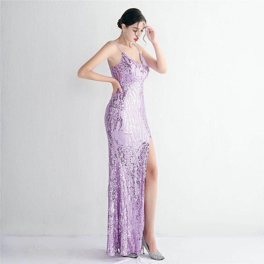Lavender Elegance Sequin Mermaid Gown
