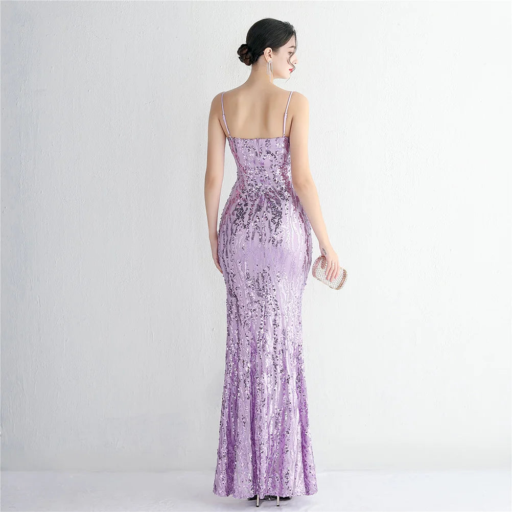 Lavender Elegance Sequin Mermaid Gown