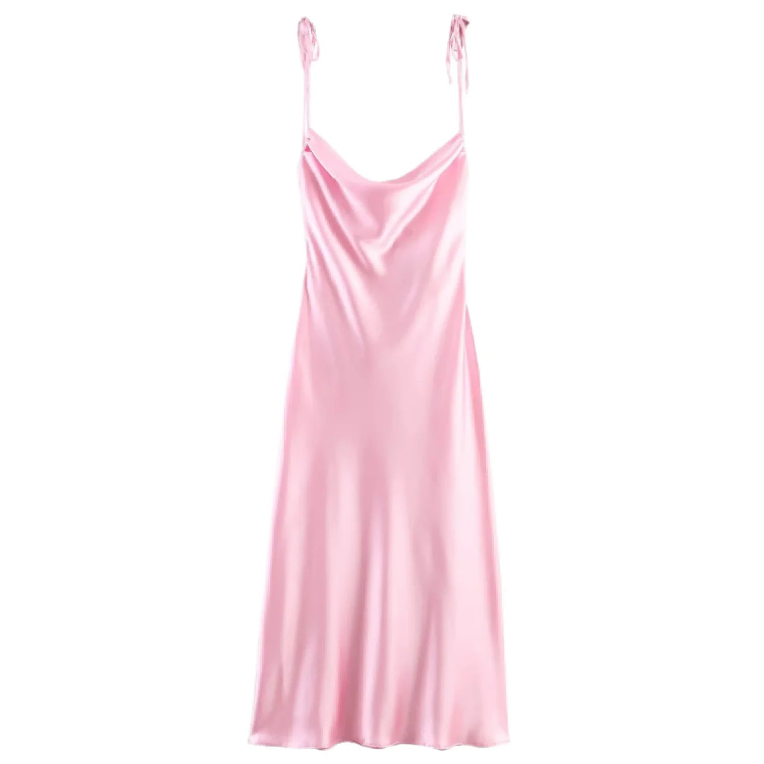 Amelia Blush Satin Midi Dress
