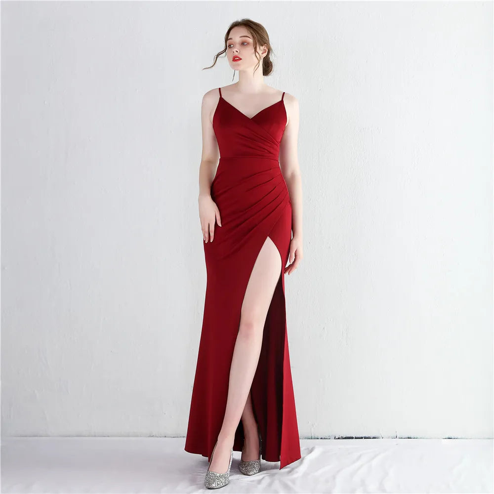 Scarlett Ruby Satin Evening Gown