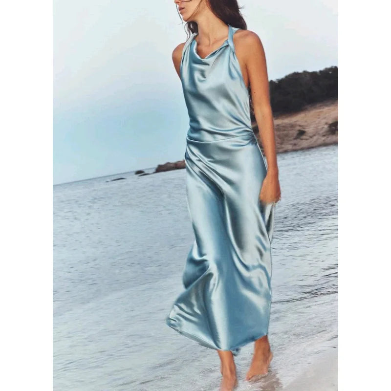 Isabella Satin Midi Dress
