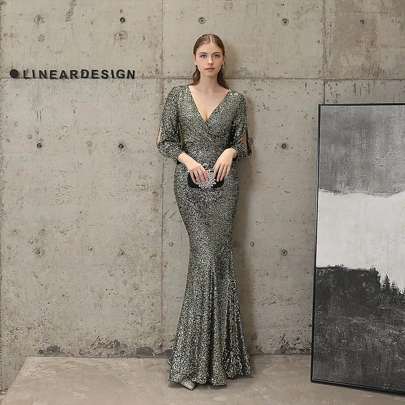 Celeste Sequin Mermaid Evening Gown