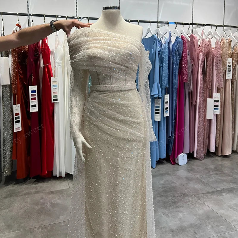 Celeste Beaded Mermaid Evening Gown
