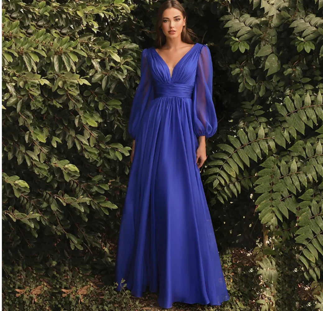 Evelyn Royal Blue Chiffon Gown